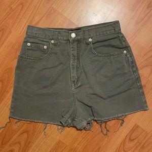 Vintage army green high rise mom jean shorts